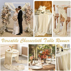 10 Pack Beige Cream Cheesecloth Table Runner 35x120 Inches, Summer Farmhouse Rustic 10ft Gauze Cheese Cloth Table Runner for Wedding Banquets Bridal Shower Birthday Party Home Decor - Image 5