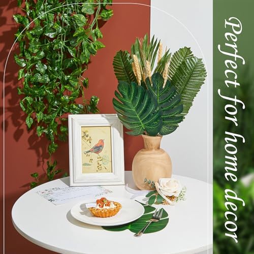 XunYee 60 Pcs Total 82.5 ft Jungle Theme Party Decoration, Tropical and Monstera Palm Leaves, 2026 Artificial Ivy Rattan Vines, Fake Greenery Faux Leaves for Baby Shower Safari Party Decoration Set - Image 3