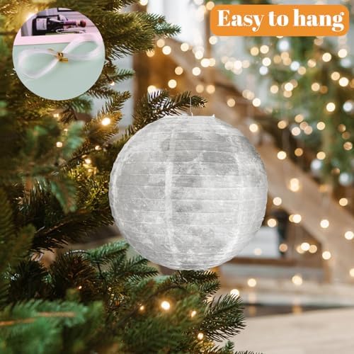 MOROBOR Moon Ball Paper Lantern, 6 Pcs Chinese Paper Lanterns Decorative Hanging Ball Lanterns Round Paper Lantern Lamps for Birthday Wedding Baby Shower Anniversary - Image 4