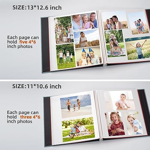 HoneyTolly Large Photo Album Self Adhesive, DIY Scrapbook Album for 3x5 4x6 8x10 Pictures, 60 Pages Linen Cover Memory Book, Ideal Gift for Family Wedding Baby Christmas Anniversary(Green) - Image 4