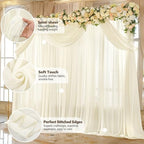 10ft x 10ft Ivory Backdrop Curtain Drapes, Wrinkle-Free Sheer Chiffon Fabric Photo Background Panels for Wedding Arch Party Ceremony Stage Photography Decorations - Image 5