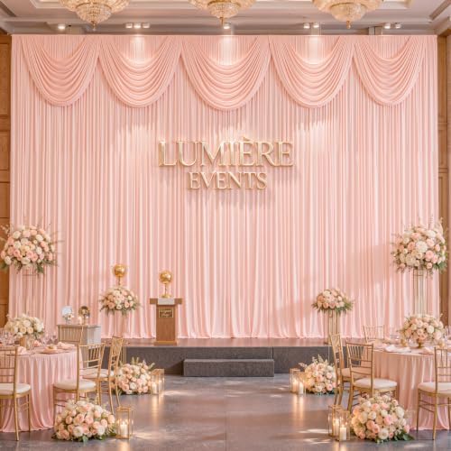 40x10ft Blush Pink Backdrop Curtain Panels for Parties - Wrinkle Free Polyester Photo Curtain Backdrop Wedding Back Drop Fabric Drapes for Party Decorations Background for Photography - Image 4