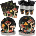 Funnymoom 175 Pcs Mushroom Party Supplies Plates and Napkins Tableware Set by Funnymoom
