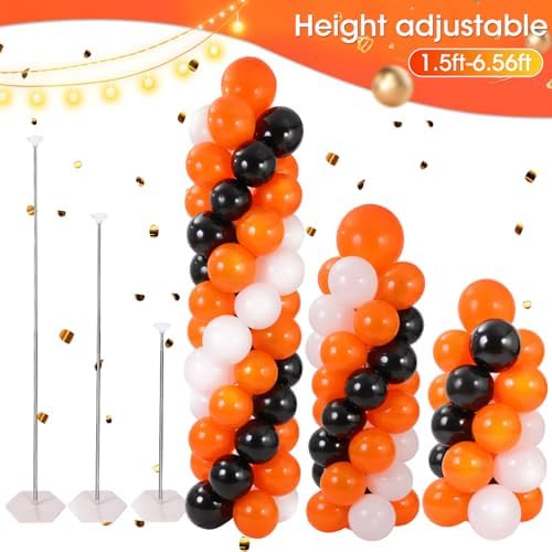Balloon Column Stand with 102Pcs Balloons, Halloween Balloon Column Kit Set of 2, Metal Balloon Tower Stand with Base for Floor, Height Adjustable from 1.57 to 7 Ft, For Party Decorations - Image 4