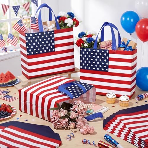 Abbylike 30 Pcs American Flag Gift Bag Patriotic Reusable Non Woven Tote - Image 3