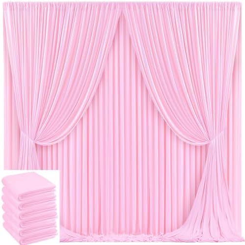 30x10ft Pink Backdrop Curtain for Wedding Parties Wrinkle Free Fabric Light Pink Drapes Backdrop Decoration for Baby Shower Birthday Photography Decoration 6 Panels, 5ft x 10ft by Gogoparti