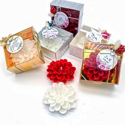Giftsupstore Wedding Favor Guest Bulk – Lotus Shaped Candle Party Favors – Custom Baby Shower Gifts, Ocean Pary giveaways, Return Gifts (4,10,20,30,50,100.. Options Available in Customize Options) by GiftUp