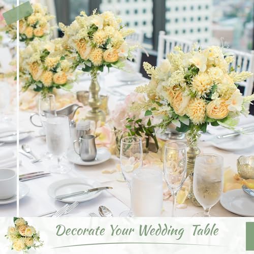 Zeyune 8 Pcs 13.4 Inch Artificial Flowers Bouquet,Peony,Champagne - Image 5