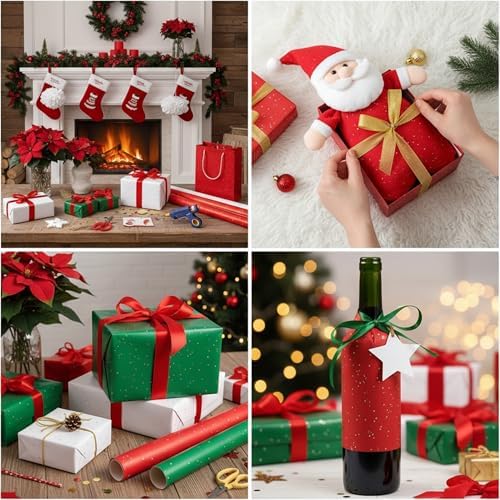 500 Sheets Red White Green Glitter Tissue Paper 15x20 Inch for Christmas - Image 6