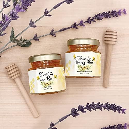 Honey Baby Shower Favors, Classic Honey Bee Themed Baby Shower, Honey Baby Shower Favors, Honey Favors, Mini Honey Jar Favors, Watercolor Bee Baby Favors (Set of 12) - Image 3
