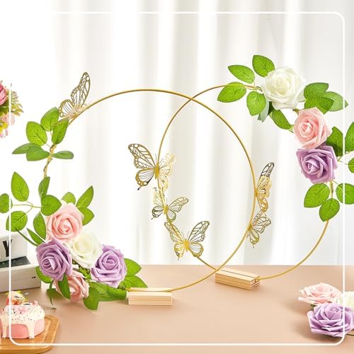 Vercraft 12 Set Butterfly Hoop Centerpieces,White, Purple, Pink,Round - Image 4