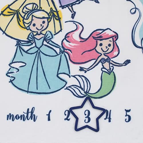 Disney Princess White, Pink, Yellow and Aqua Super Soft Milestone Baby Blanket - Image 4