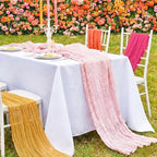 Moukeren 4 Pack Pink and Orange Cheesecloth Table Runner Sunset Party Decor - Image 4