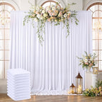 50ft x 10ft Wrinkle Free White Backdrop Curtains for Parties Wedding, 10 Panels 5x10ft Silky Soft Polyester Photo Backdrop Drapes for Party Birthday Baby Shower Photography Cloth Background by ENJOYYOURPARTY