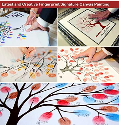 Free Custom Wedding Guest Book Alternative Sweet Couple with Balloons Canvas Fingerprint Painting DIY Guest Sign-in Book for Anniversary Party Decorations-60x80cm - Image 5