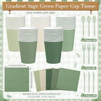 Mimorou 354 Pcs Sage Green Paper Plates and Napkins, Serves 50 Tableware - Image 4