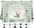 MEHOFOND 8x6ft Mallard Duck Baby Shower Backdrop Duck Hunting Boy Baby Shower Party Decorations a Sweet Baby Boy is on his Way Photography Background It's a Boy Party Supplies Photo Booth Props - Image 5