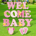 13 Pcs welcome Baby Yard Signs with Stakes 15in Baby Shower Yard Sign, Pink by Memorywuu