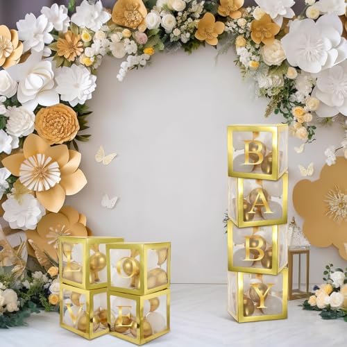 Thyle 12 Pcs Baby Balloon Boxes with 99 Letters for Baby Shower, Gold - Image 5