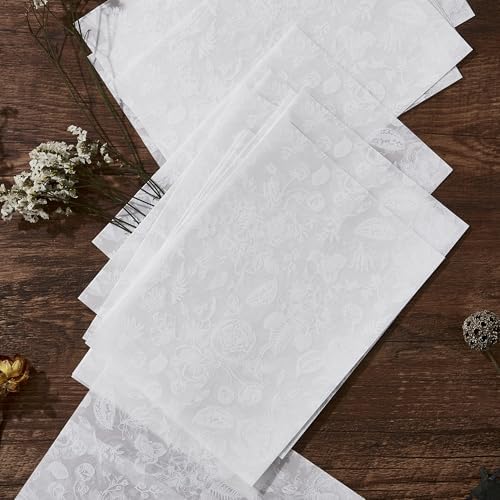 Garvee 100 Pack Pre-Folded Vellum Jackets for 5x7 Invitations Transparent Wedding Invitations Wraps, White Stamens by Garvee