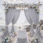 50 ft x 10 ft Wrinkle Free Silver Backdrop Curtain for Parties, Polyester Silver Grey Backdrop Drapes 10 Panels 5x10ft for Baby Shower Photoshoot Engagement Wedding Birthday Photography Background - Image 2