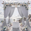 10 ft x 10 ft Wrinkle Free Silver Backdrop Curtain for Parties, Polyester Silver Grey Backdrop Drapes 2 Panels 5x10ft for Baby Shower Photoshoot Engagement Wedding Birthday Photography Background by Outpain
