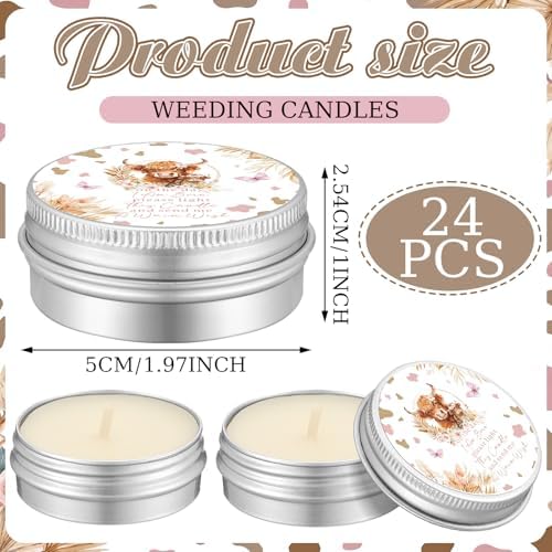 MTLEE 24 Sets Highland Cow Baby Shower Favors for Guest Bulk Including Lavender Scented Candles and Empty Matches Jars with Cork Top Thank You Cards and Organza Bags for Baby Shower Party Souvenir - Image 5