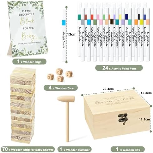 101pcs Baby Shower Games Sign Kit, Baby Blocks Game for Baby Shower, 2 Ways to Play | Blank Wooden Strips, Guest Games, Fun Activities for Boys and Girls - Image 4
