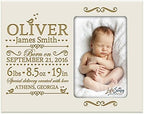 LifeSong Milestones Personalized New Baby Picture Frame | Birth Announcement Nursery Wall Décor | Baby Boy Room Frame - Ivory by LifeSongMilestones