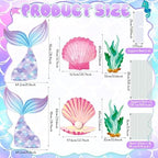 6 Pcs Mermaid Backdrop Under The Sea Birthday Party Decorations Large Mermaid Tail Seaweed Seashell Cardboard Cutouts Ocean Theme Booth Photo Props for Baby Shower Indoor Outdoor Decor - Image 3