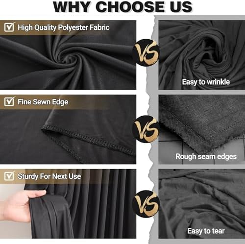 30x10FT Backdrop Curtains with Rod Pockets - Wrinkle Free Photo Stage Backdrop 6 Panels Curtains Drapes for Photography Wedding Party Baby Shower Decorations (Black) - Image 6