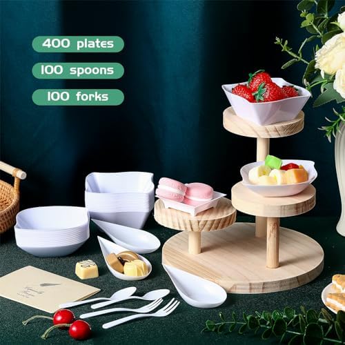 Tessco for you 800 Pcs Mini Appetizer Plates Classic Style White - Image 2