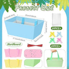 Funnymoom 24 Pcs Gift Basket Set Empty Pink Blue Green Yellow Boxes with Handle, Transparent Bags and Bow for Birthday Wedding Baby Shower Party Favor Packaging 9.8x6.5'' - Image 3