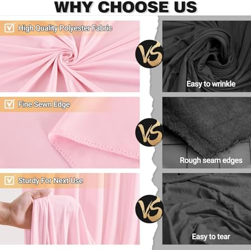 50x10ft Pink Backdrop Curtain Panels for Parties - Wrinkle Free Polyester Photo Curtain Backdrop Wedding Back Drop Fabric Drapes for Party Decorations Background for Photography - Image 5