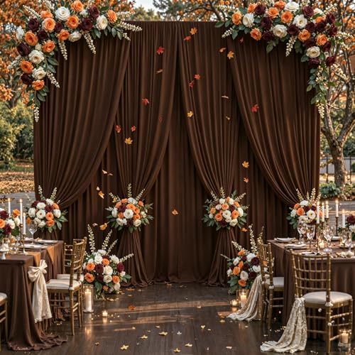 30x10ft Brown Backdrop Curtain Panels for Parties - Wrinkle Free Polyester Photo Curtain Backdrop Wedding Back Drop Fabric Drapes for Party Decorations Background for Photography - Image 3