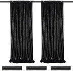 Sequin Backdrop Black Curtain 6 Panels 2ftx8ft Sparkly Party Background by QueenDream