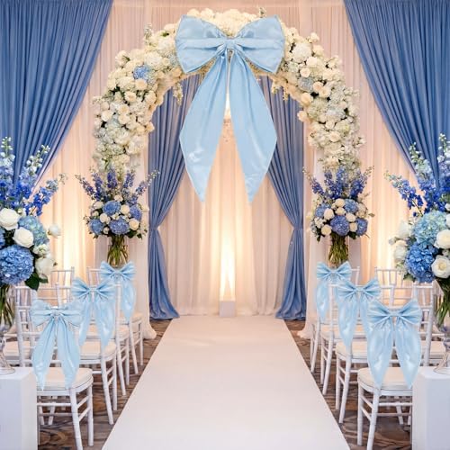 Crowye 7 Pcs Giant Satin Bow Decor, Large Blue Backdrop Decor - Image 4