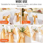 VEVOR Stretch Spandex Chair Sashes Bows, Slipcover and Sash, Elastic Bands, Fitting Wedding, Holiday, Banquet, Party, Celebration Chair Decoration (50 PCS Gold) - Image 6