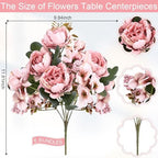 6 Bundles Peonies Artificial Flowers & Pack of 4 Baby Shower Centerpieces for Tables - Image 3