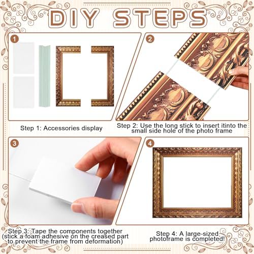 Wenqik Wedding Large Photo Booth Props 35 x 47 Inch Gold Vintage Frame Photo Booth Selfie Frame with 13 ft Ribbon for Wedding Bridal Shower Bachelorette Birthday Creative Friends Party Photobooth - Image 3