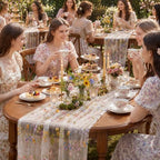 Ivory White Floral Table Runner 10ft Embroidery Tulle Spring Wildflower Gauze Table Runner Seasonal Summer Butterfly Kitchen Dining Decoration for Wedding Baby Shower Birthday Party (10 Pcs) - Image 3