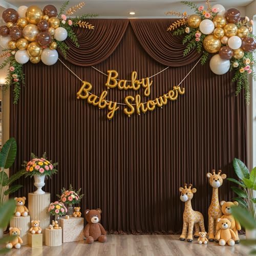 40x10FT Dark Brown Backdrop Curtains for Wedding Parties, Wrinkle Free Polyester Photography Backdrop Drapes for Baby Shower Birthday Parties Stage Background Stand Decorations 4x10ft,10 Panels - Image 6