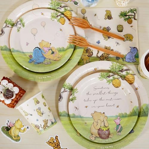 300Pcs Classic Winnie Bear Baby Shower Decorations Plates Set for 50 Guests - Image 6
