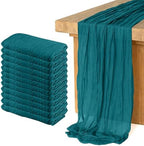 12 Pack Cheesecloth Table Runner, Runner Gauze Boho Wedding Decor Romantic Table Runner for Wedding Birthday Party(35" x 118")(Peacock Blue) by Home