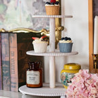 3-Tiered Cupcake Stand, White Wooden Beaded Cupcake Tower for Home Decoration, Farmhouse Cake Stand 3-Tiered Tray for Display Birthday Wedding Baby Shower Tea Party Decor - Image 7