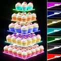 5 Tier Cupcake Stand with Rechargeable Light, LED Acrylic Cupcake Tower by weddingwish
