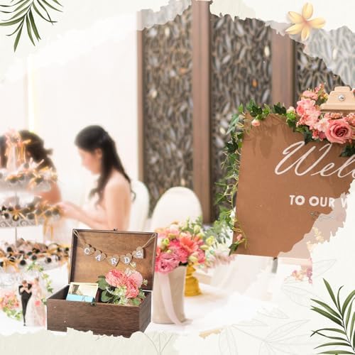 Geelin Wooden Wedding Card Box with Letter Flag Rustic,Retro Color - Image 5
