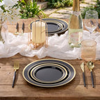 Goodluck 300PCS Black Gold Plastic Silverware Set for 100 Guests - Image 4
