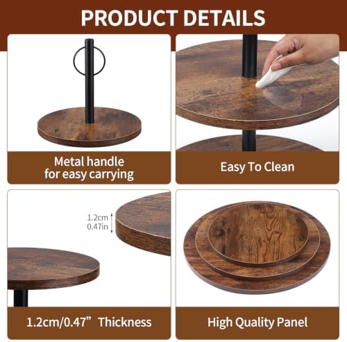 Cupcake Stand, 3 Tier Wood Cake Stands Rustic Cupcake Tower, Round Tiered Tray Stand for Dessert Table Display, Industrial Wooden Serving Stand Wedding, Graduation and Baby Shower (Zhong 2Pack) - Image 6