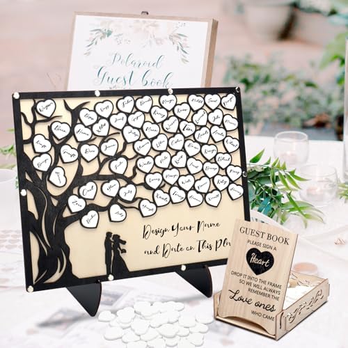 Wedding Guest Book Alternative, Guest Book Signs with Wooden Hearts Guest Book Wedding Reception for Wedding Anniversary Birthday Party Baby Shower (Black) - Image 6